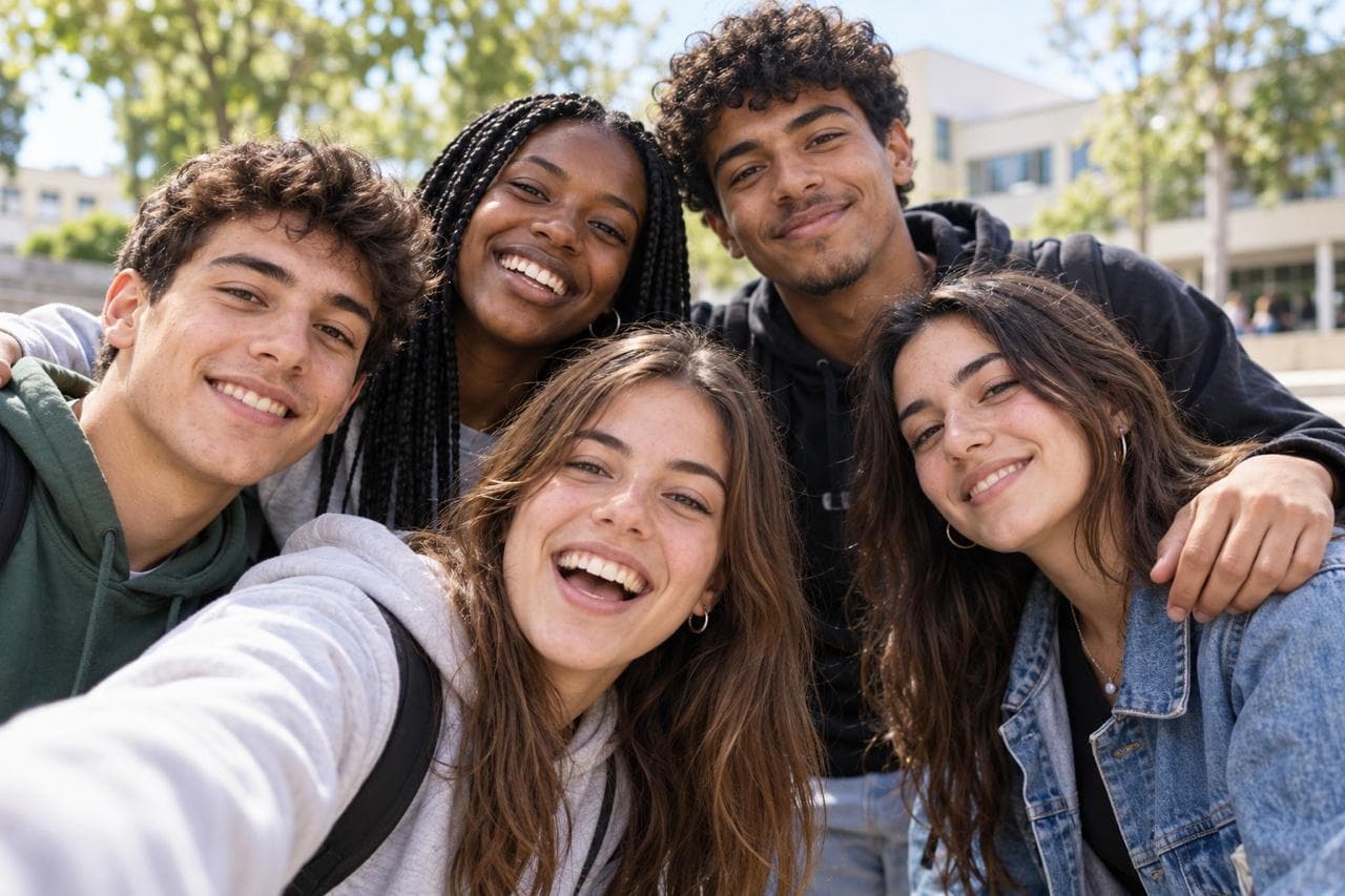 Jovens alegres a celebrar a vida